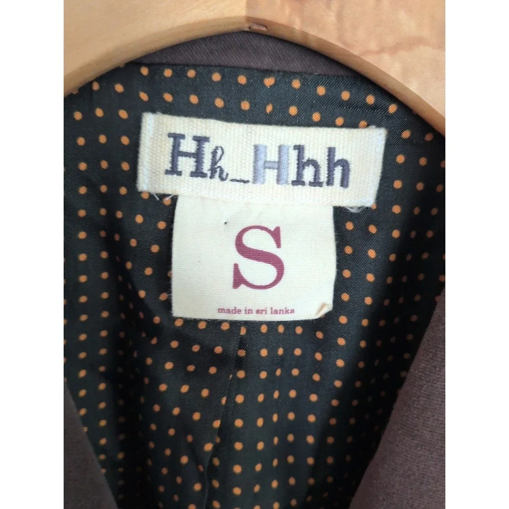 Hk_Hhh Women's Brown Cotton Blazer Jacket Size Small Polka Dot Lining Casual Pre - Picture 2 of 13